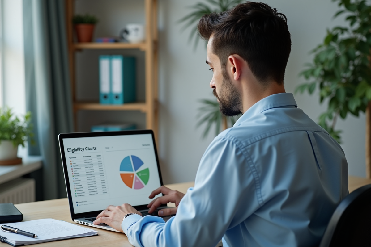 Jeune homme professionnel étudiant un graphique sur son ordinateur