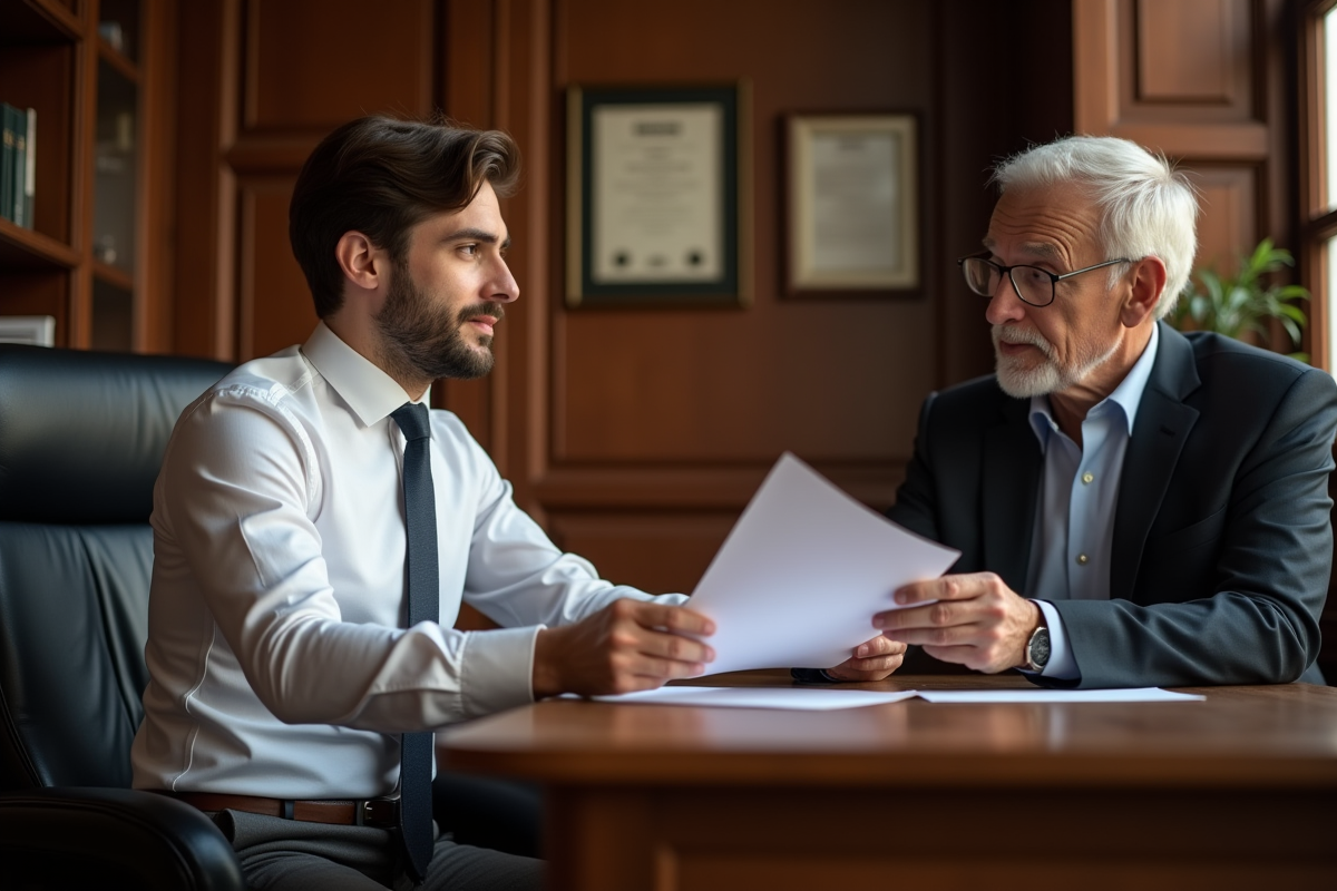 Jeune homme remettant un document de transfert bancaire