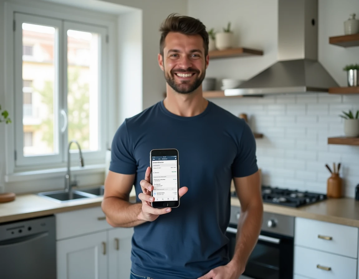 Locataire vérifiant sa quittance de loyer sur l'application MyNexity depuis son smartphone