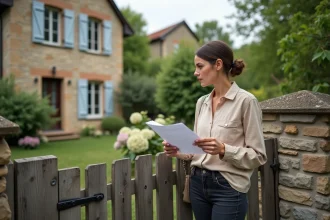 Femme visitant une maison à louer avec jardin en Normandie dans l'Eure (département 27)