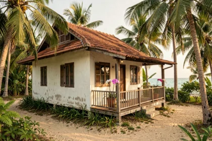 Petite maison thaïlandaise en bois avec vue sur la mer à vendre près d'une plage tropicale en Thaïlande