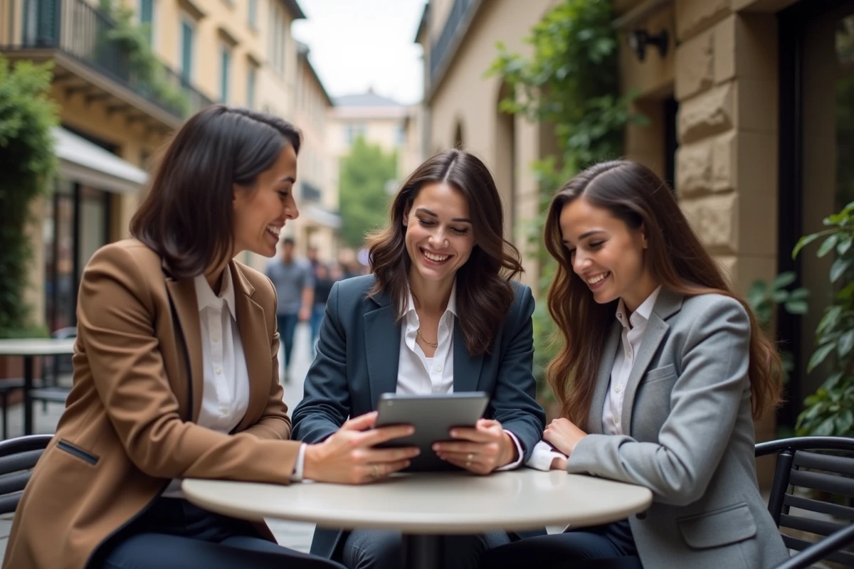 Trois professionnels discutant autour d